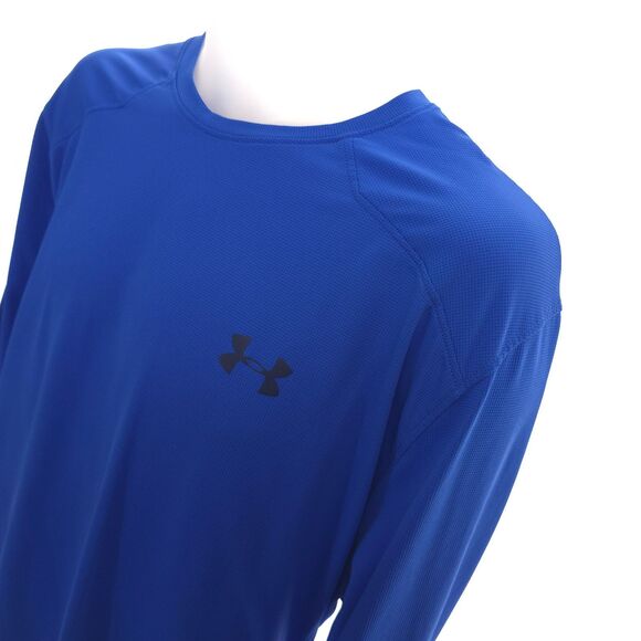 Under Armour Shirt Mens 2XL XXL HeatGear Fitted Activewear Blue L/S Free Ship - Picture 3 of 10